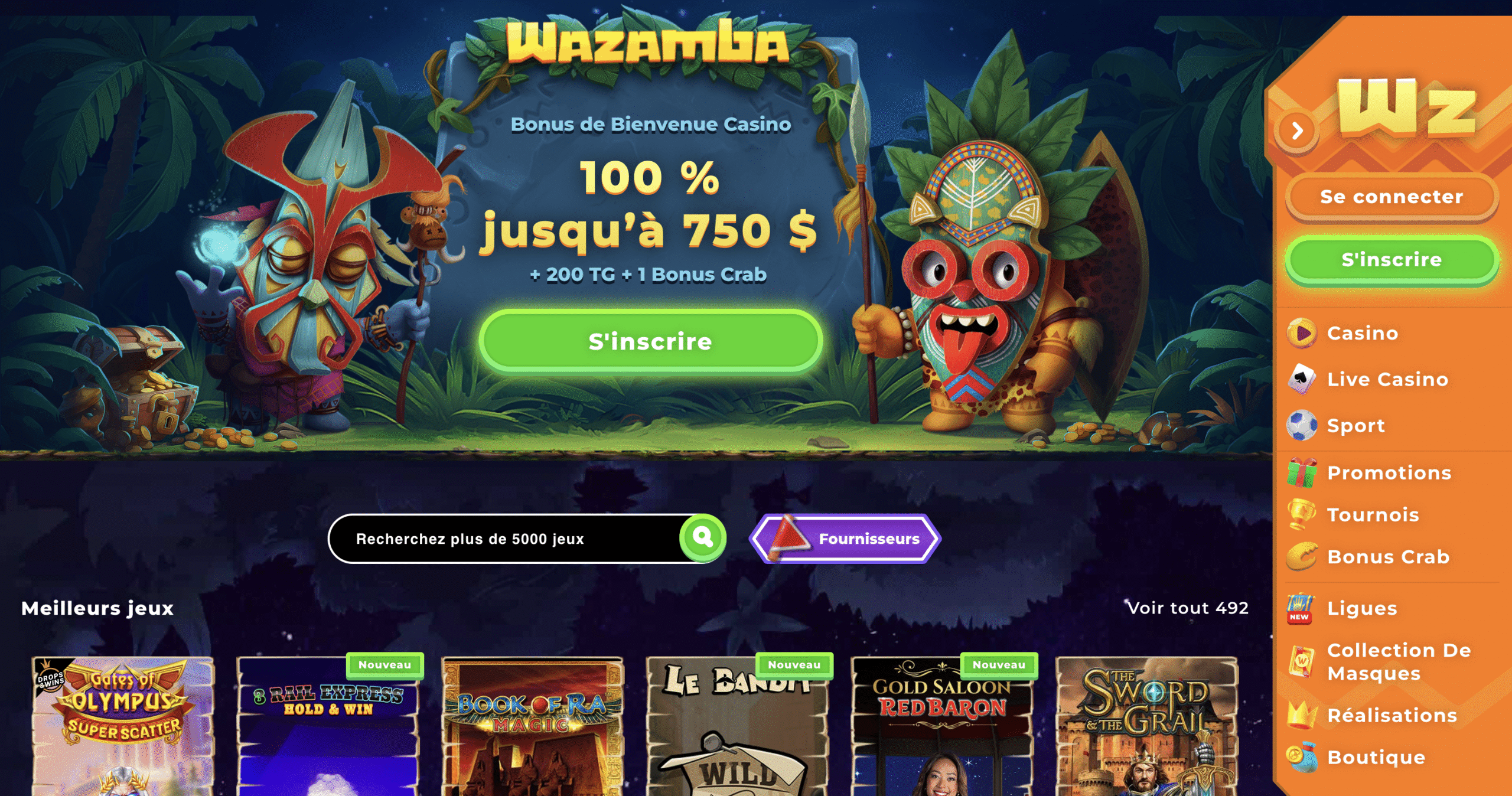 Bonus de bienvenue Wazamba Casino 500 euros et 200 free spins pour joueurs français﻿